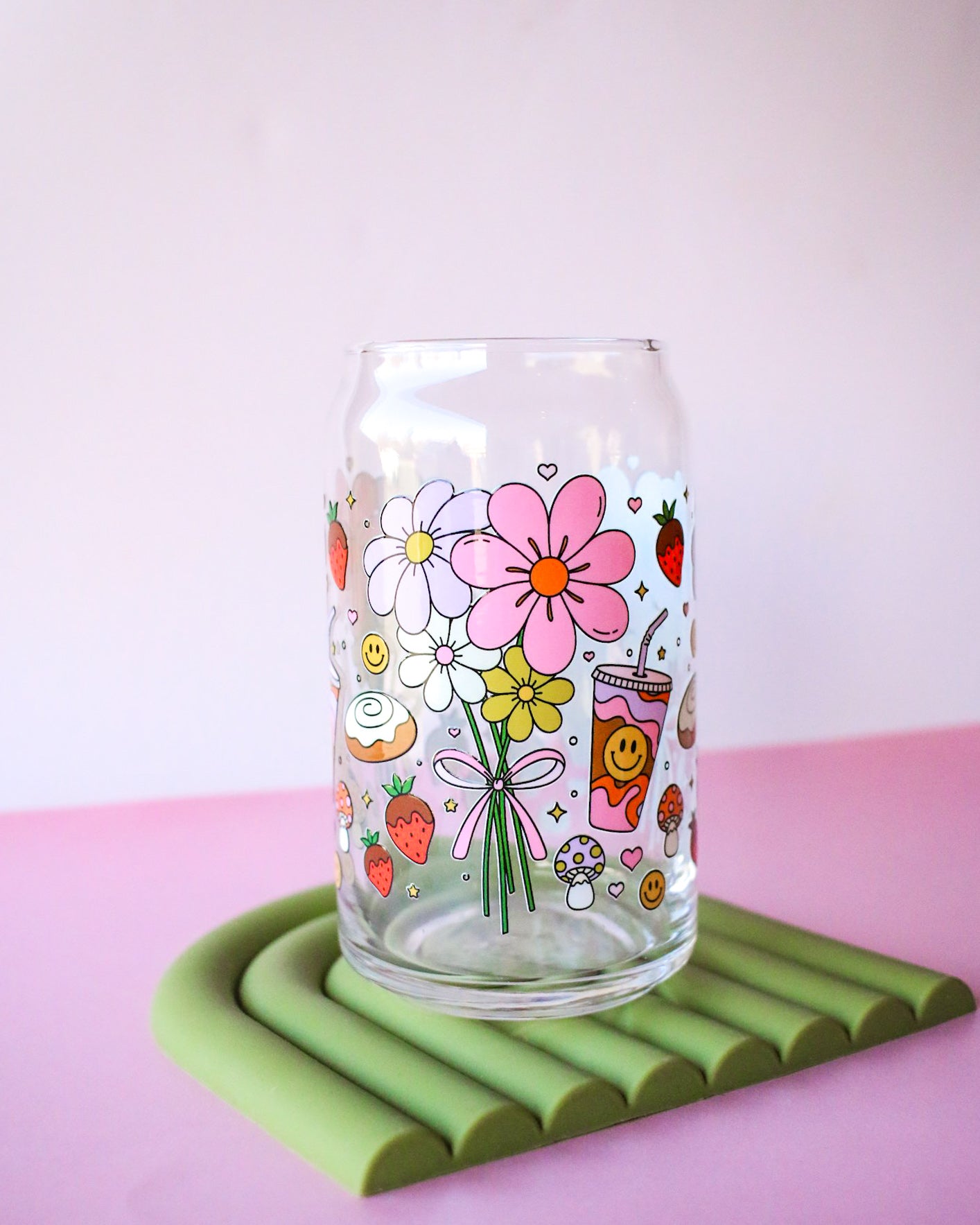 Flower Bouquet Glass Cup