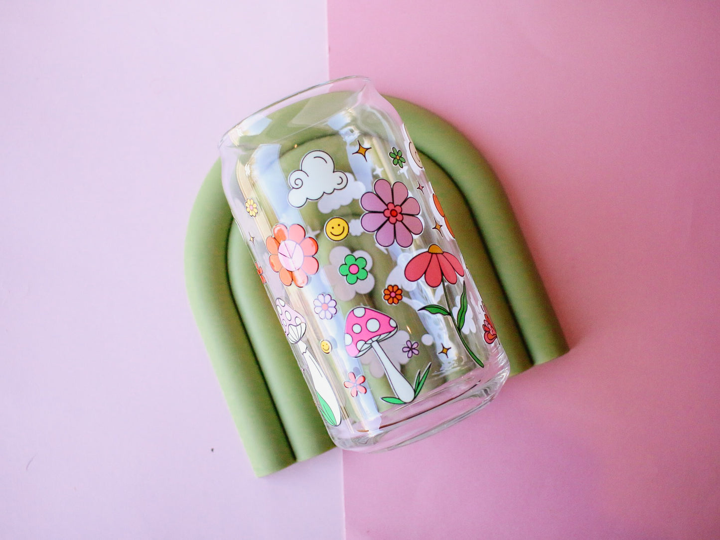 Mushroom Fields Glass Cup