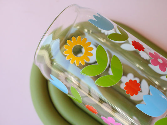 Tulip and Sunflower Glass Cup