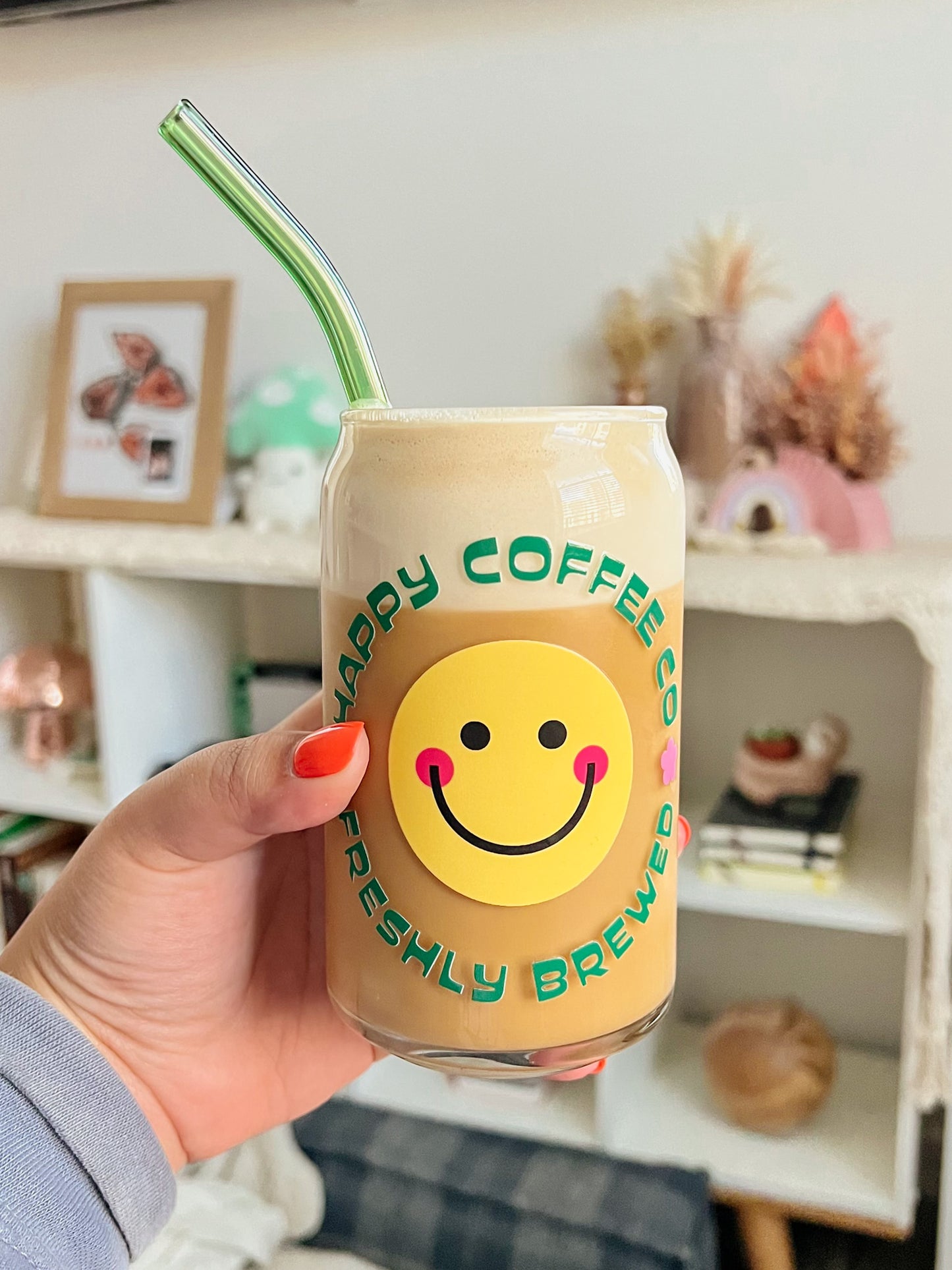 Happy Coffee Co. Glass Cup
