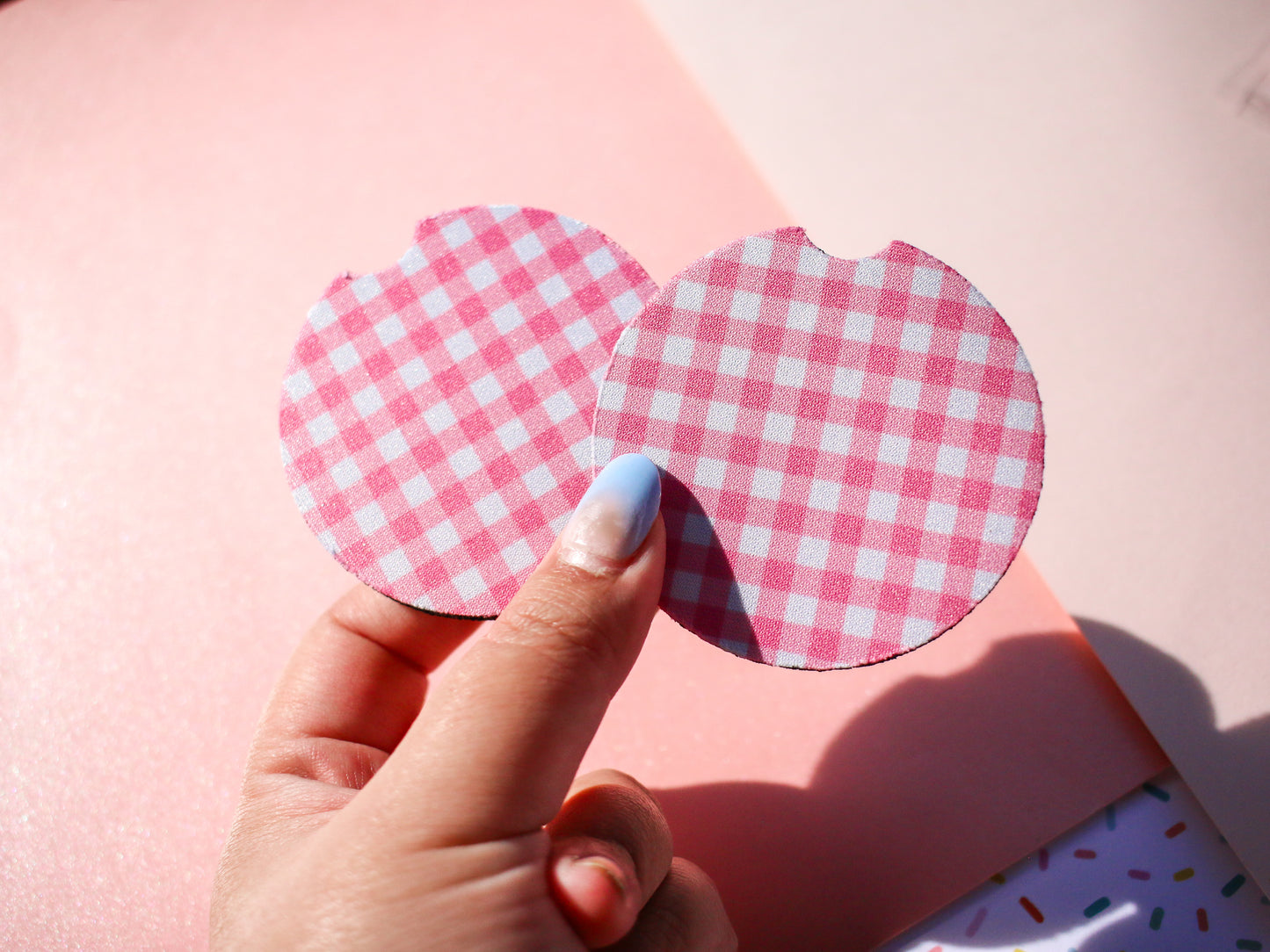 Gingham Car Coasters Set (2 Colors)