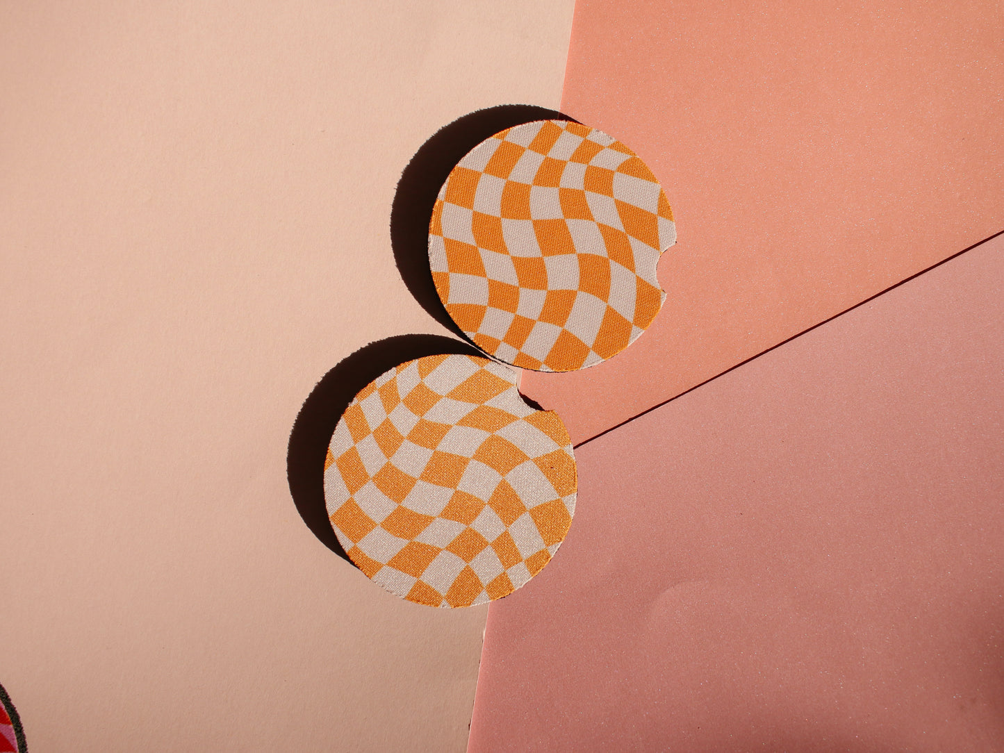 Wavy Checkered Car Coaster Set (3 Colors)