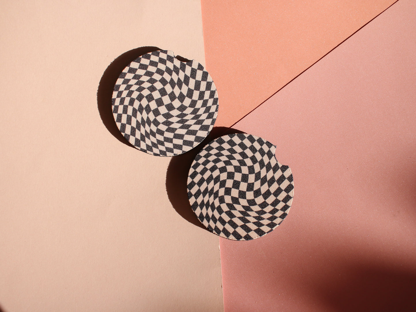 Wavy Checkered Car Coaster Set (3 Colors)