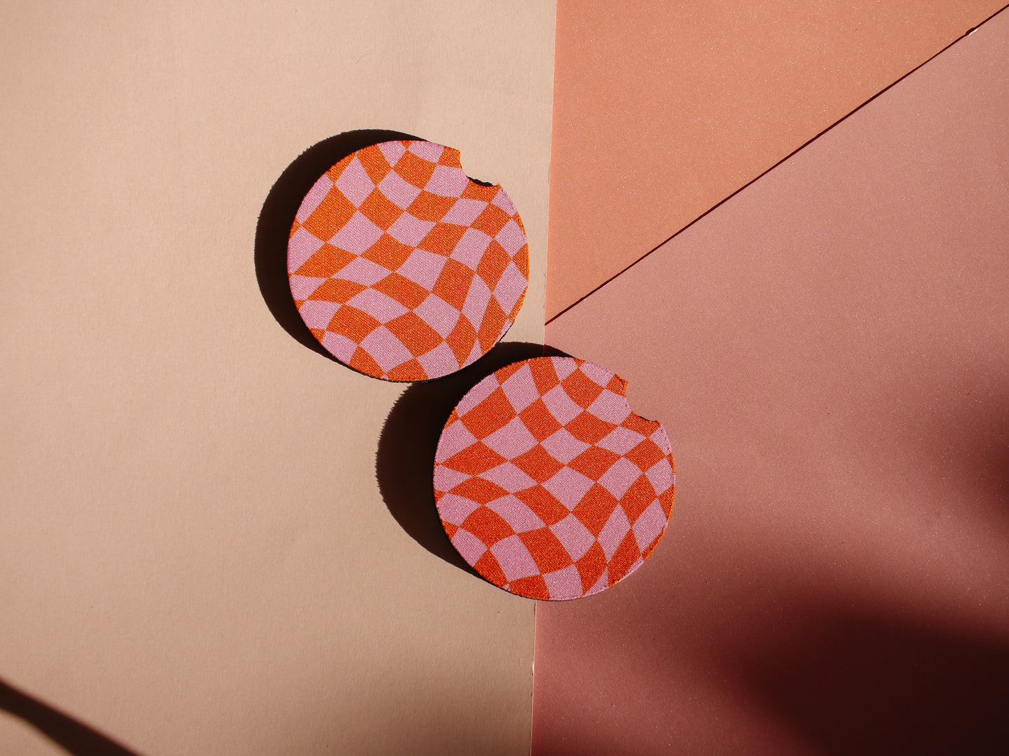 Wavy Checkered Car Coaster Set (3 Colors)
