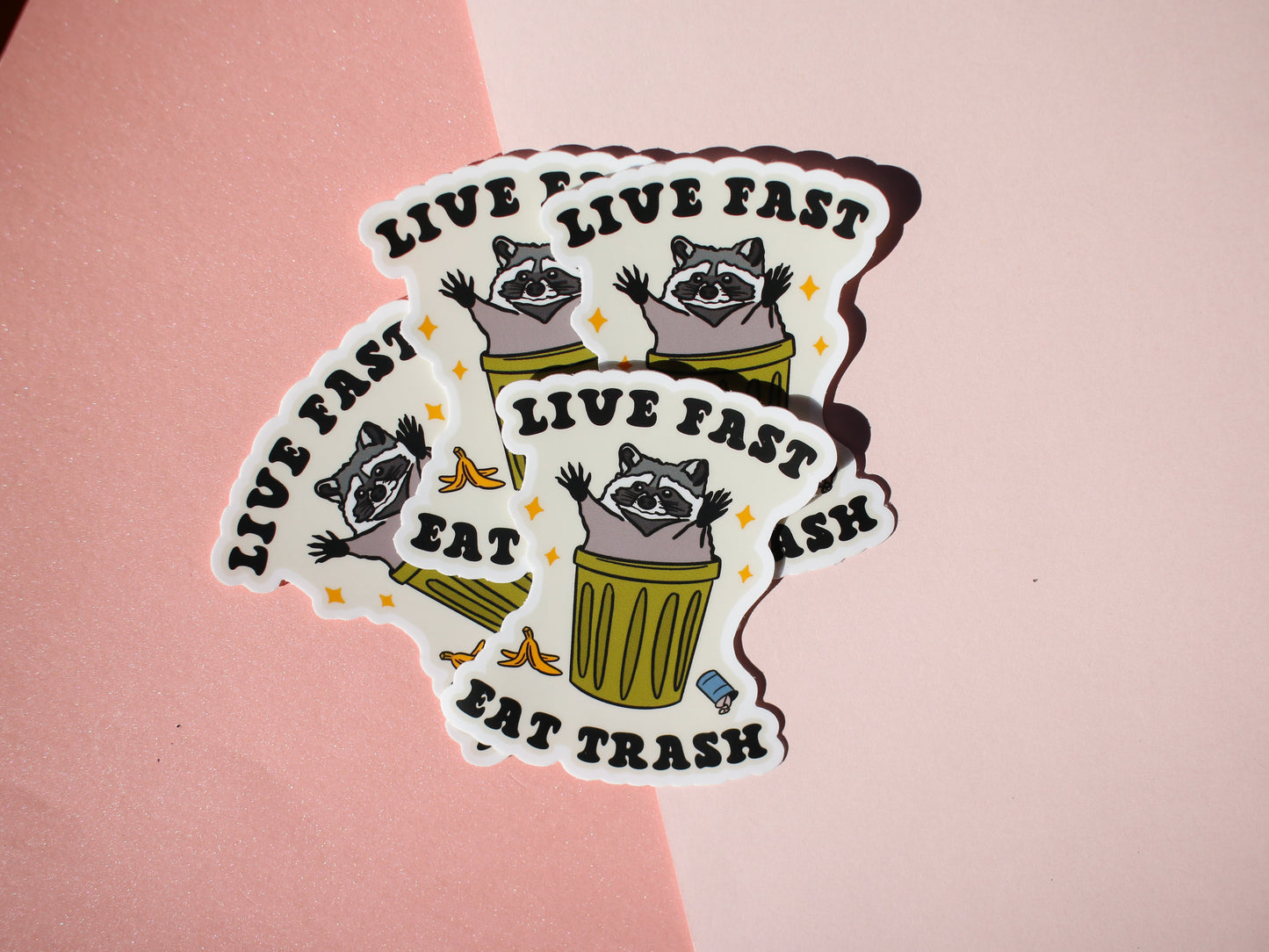 Live Fast Eat Trash Raccoon Sticker