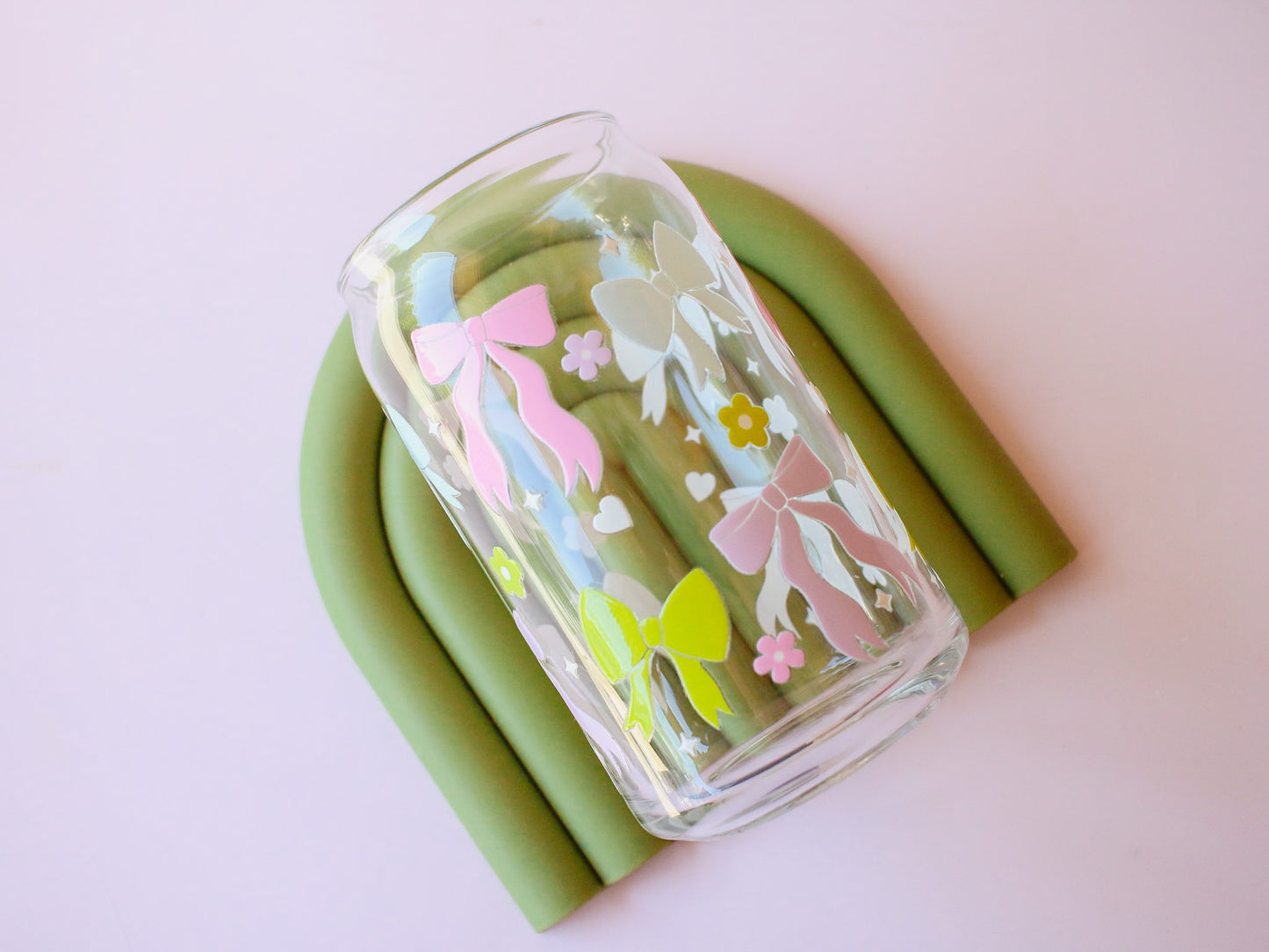 Colorful Bows Glass Cup