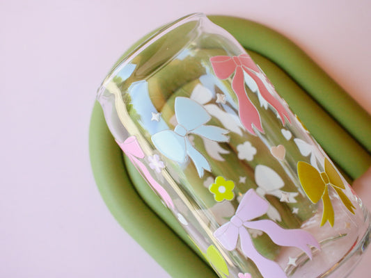 Colorful Bows Glass Cup