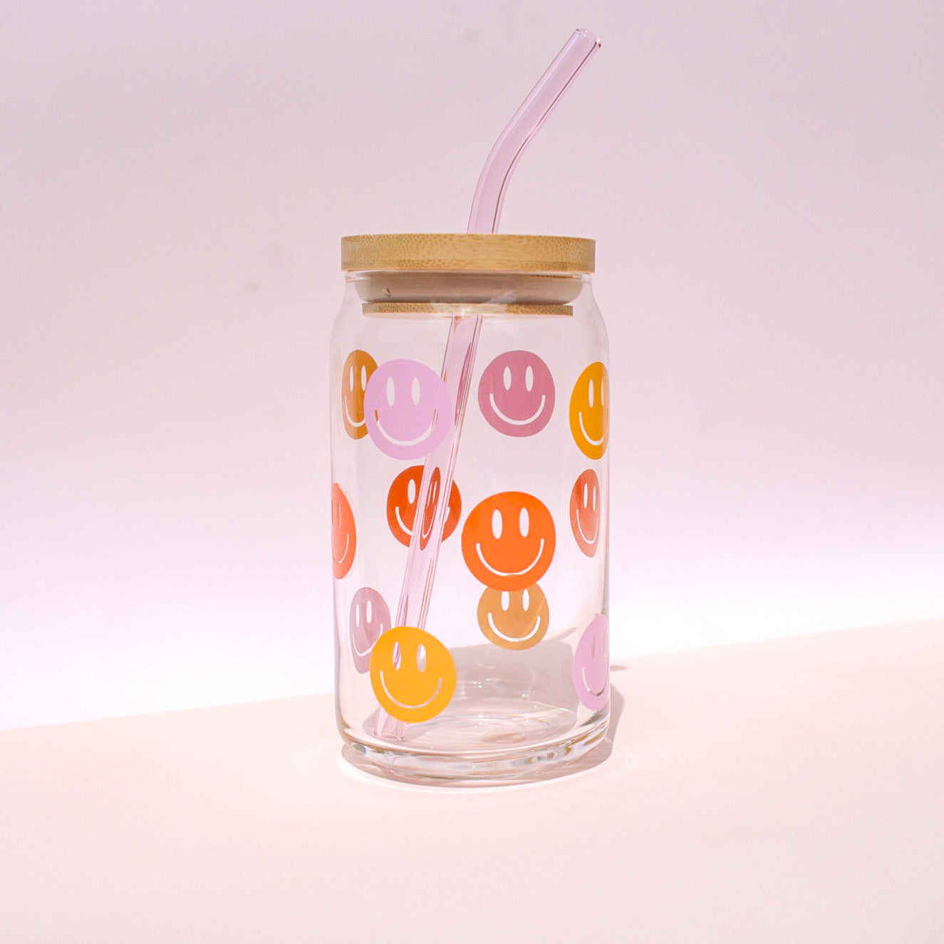 Colorful Happy Face Glass Cup