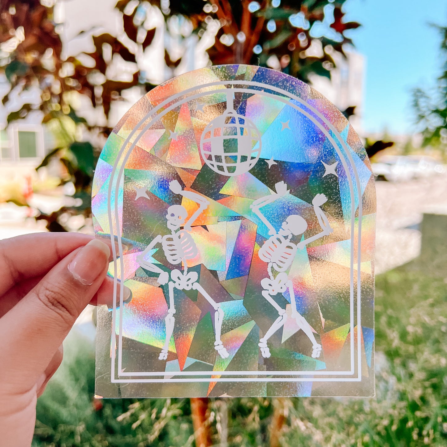Disco Skeleton Suncatcher Decal