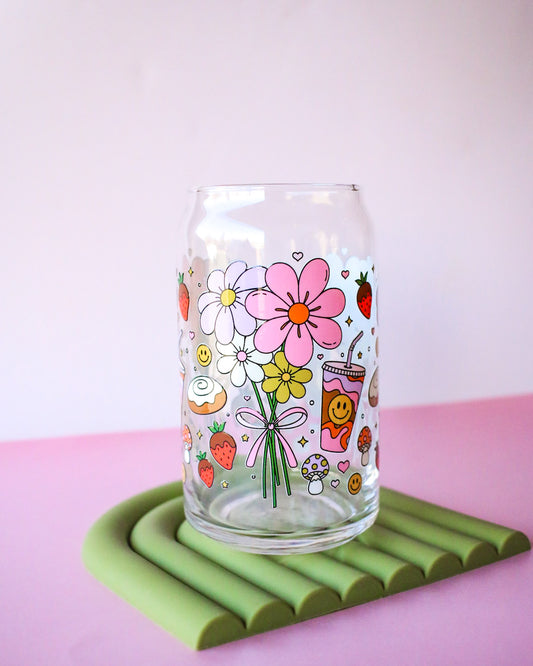 Flower Bouquet Glass Cup