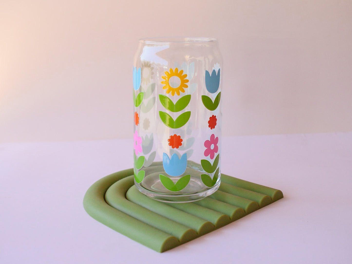 Tulip and Sunflower Glass Cup