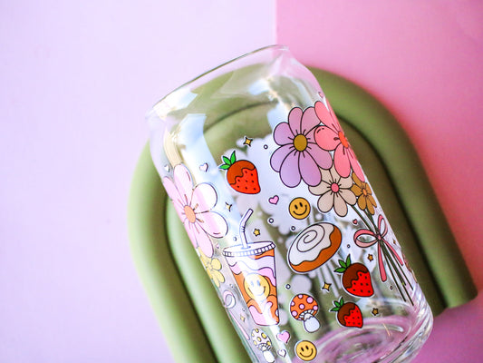 Flower Bouquet Glass Cup