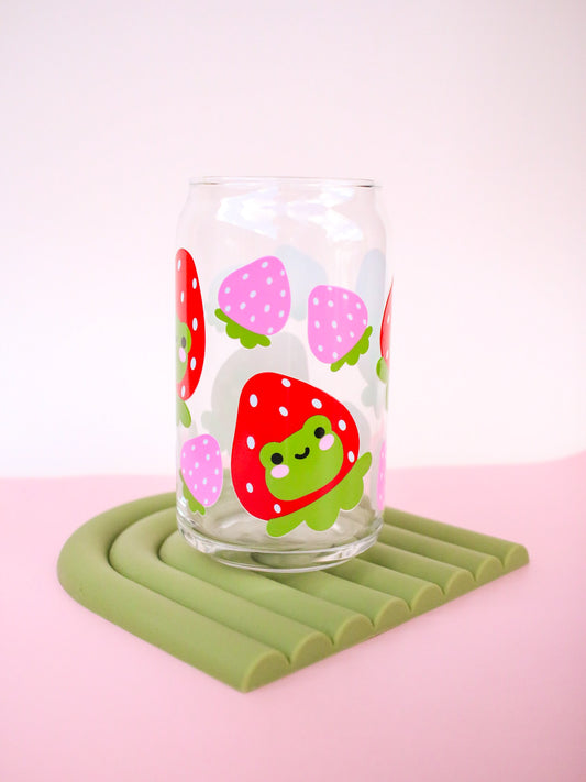 Strawberry Frog Glass Cup