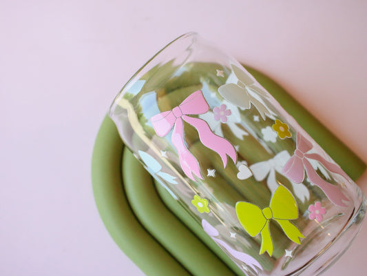 Colorful Bows Glass Cup