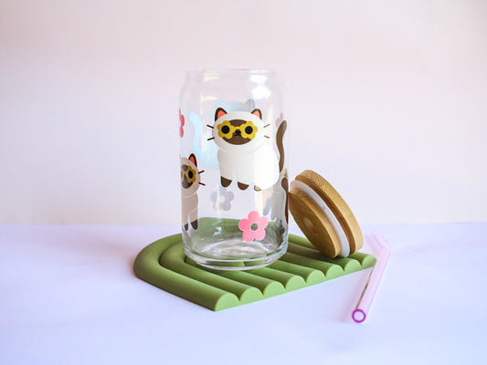 Siamese Cat Glass Cup