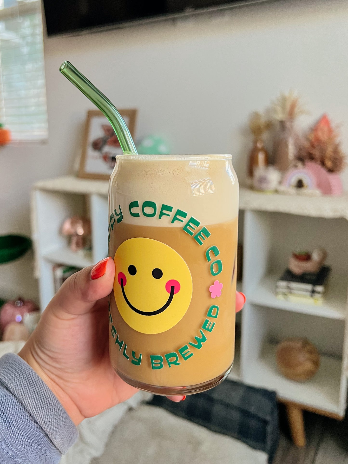 Happy Coffee Co. Glass Cup
