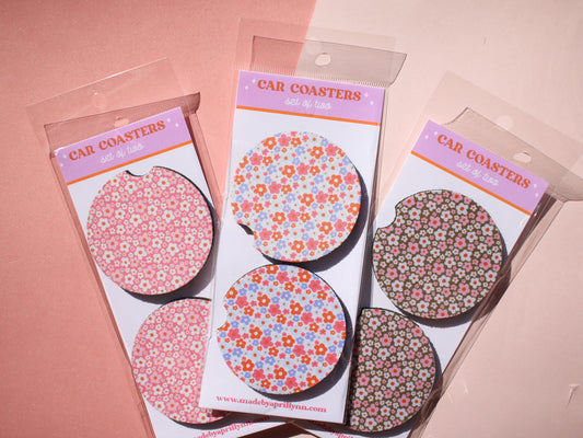 Floral Car Coaster Set (2 Colors)
