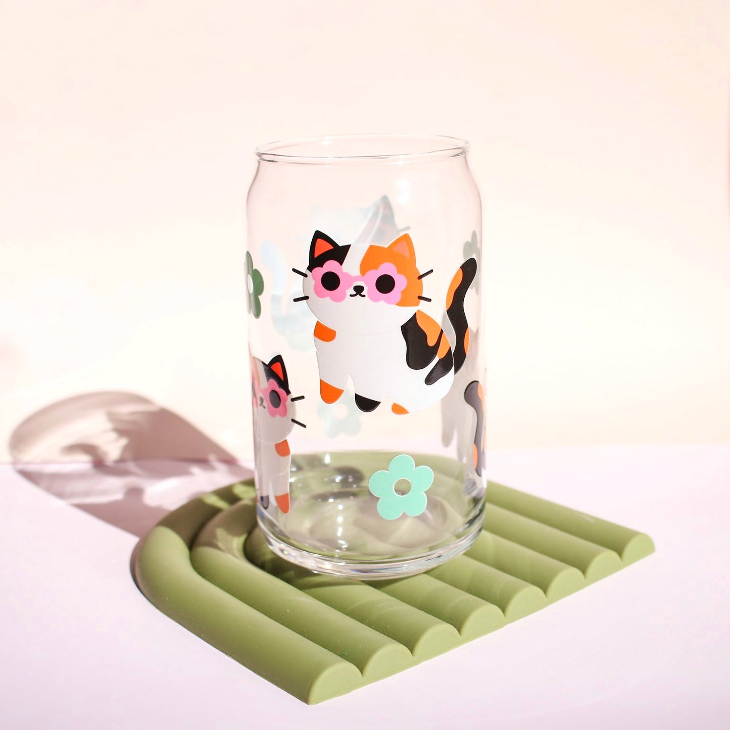 Calico Cat Glass Cup