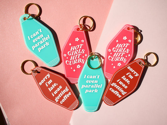 Hot Girls Hit Curbs Keychain