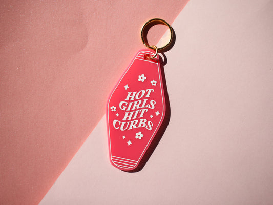 Hot Girls Hit Curbs Keychain