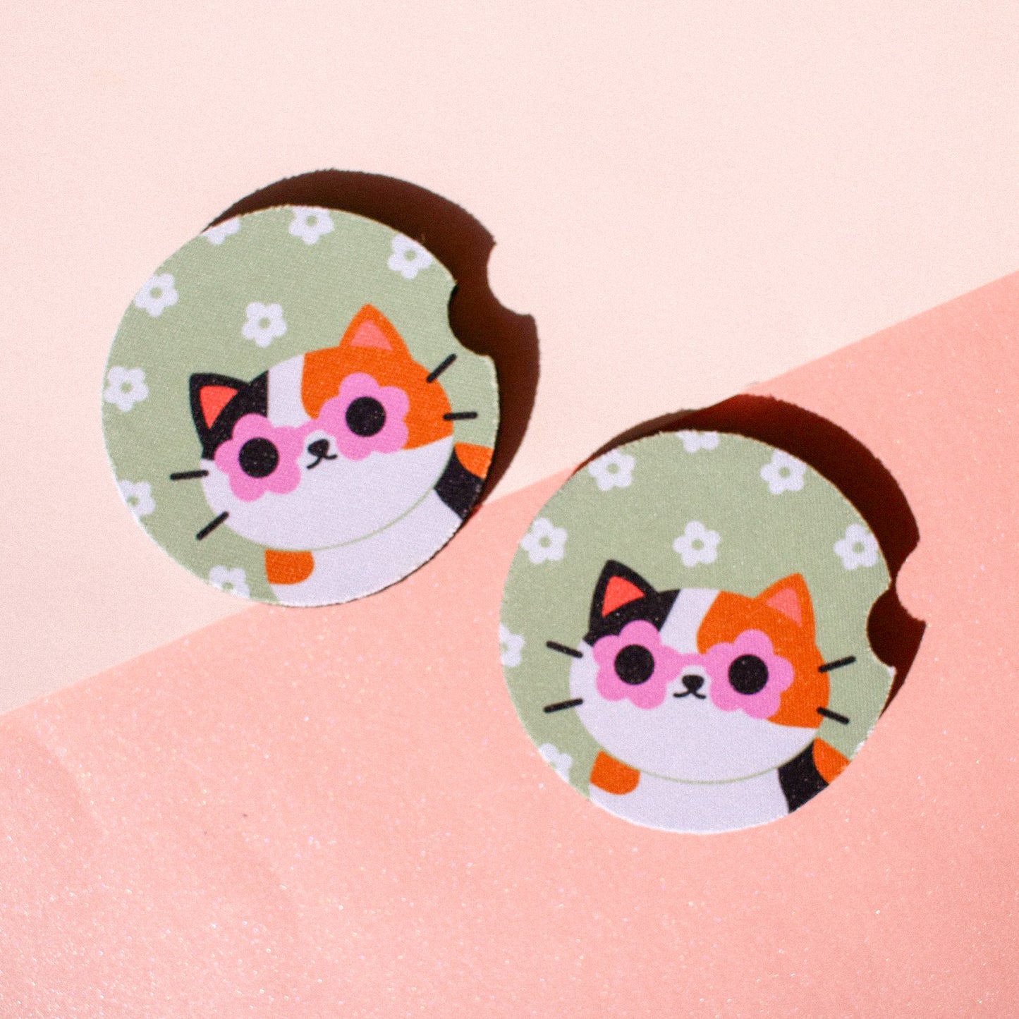 Calico Cat Car Coaster Set