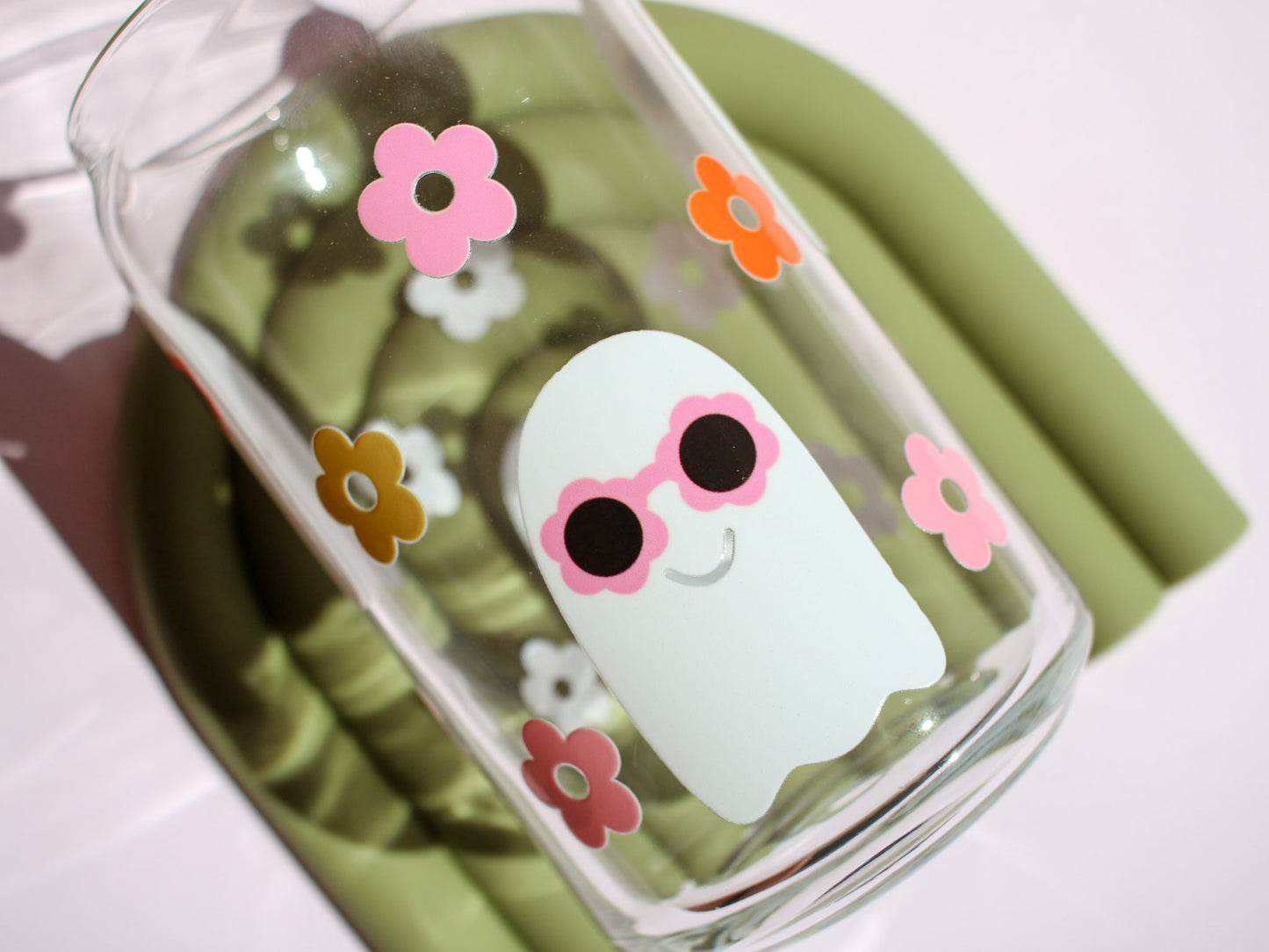 Floral Ghost Glass Cup