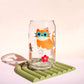 Orange Cat Glass Cup