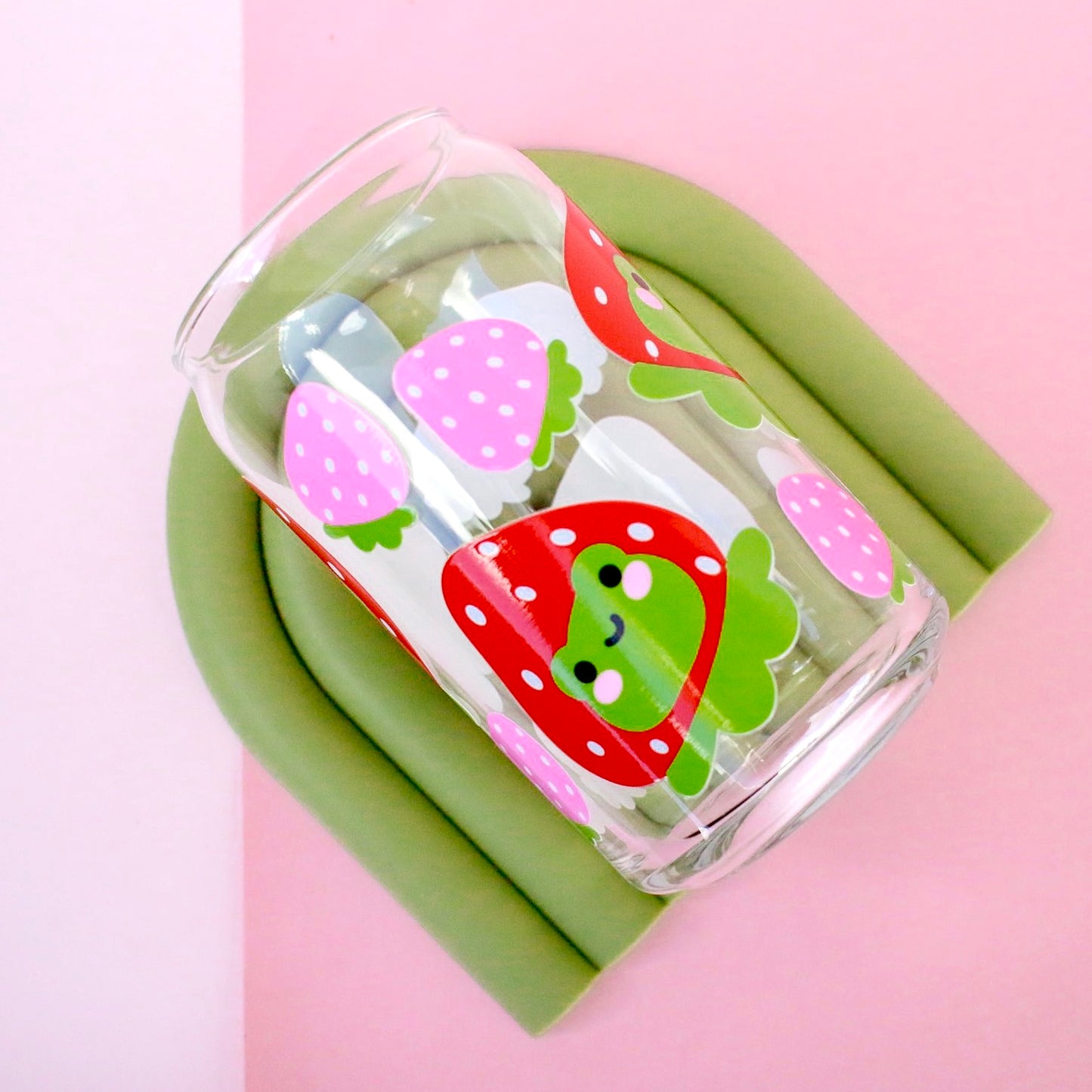 Strawberry Frog Glass Cup