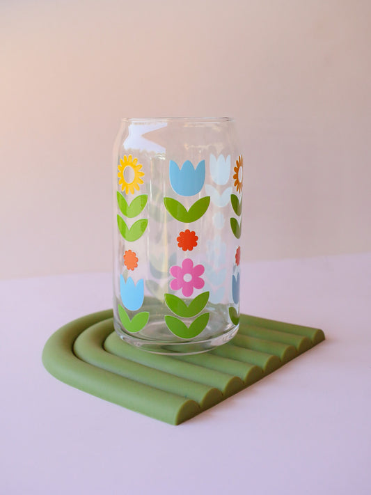 Tulip and Sunflower Glass Cup