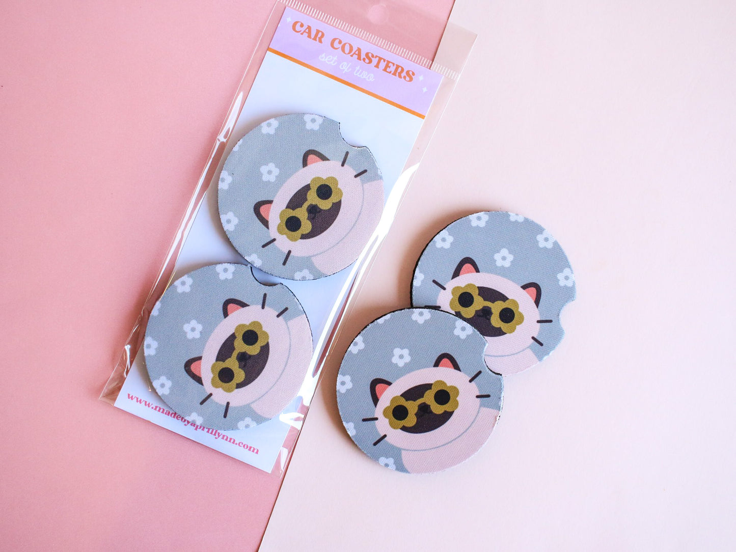 Siamese Cat Car Coaster Set