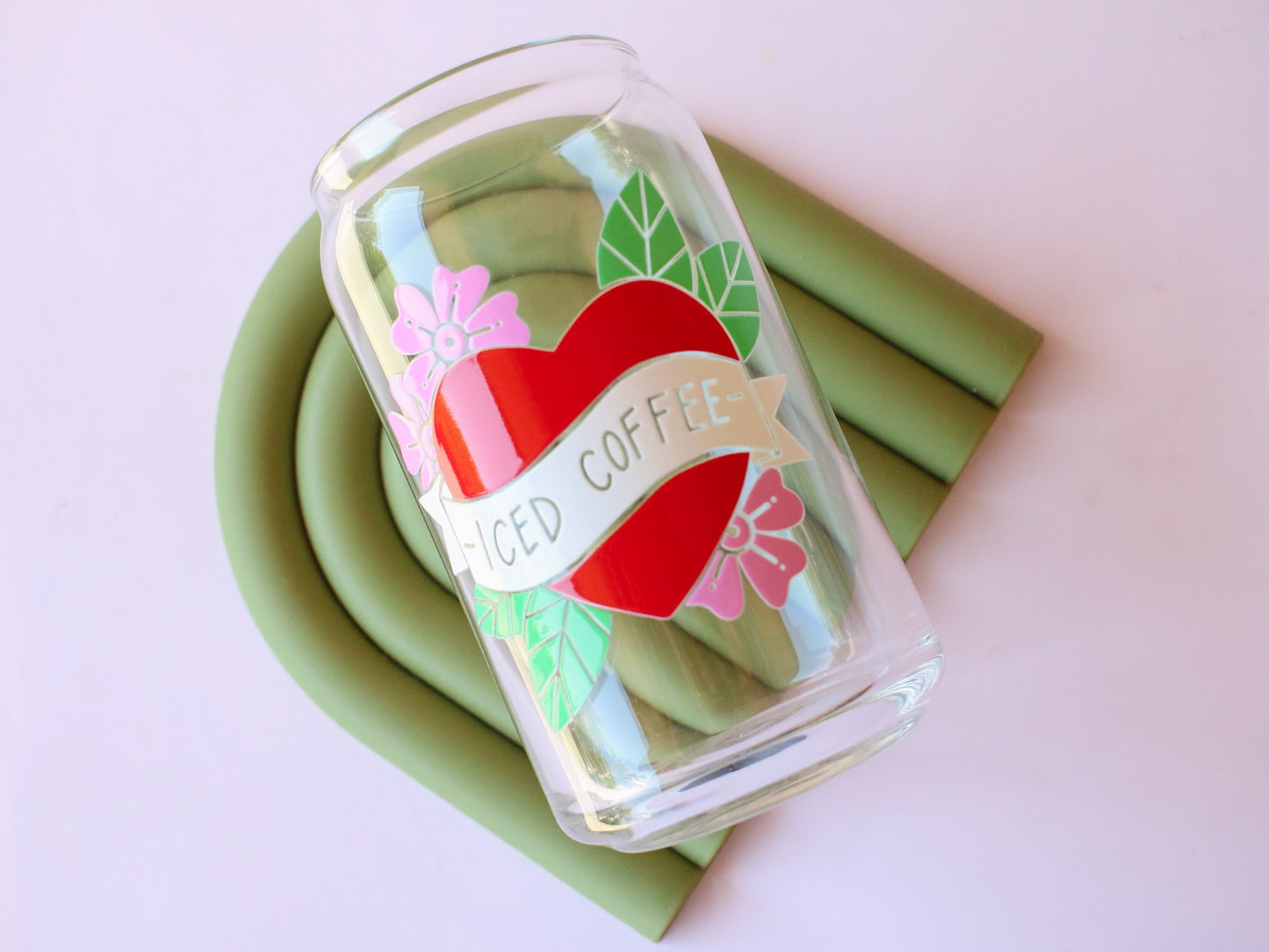 Iced Coffee Heart Glass Cup