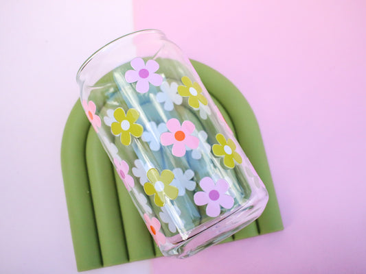 Spring Daisies Glass Cup