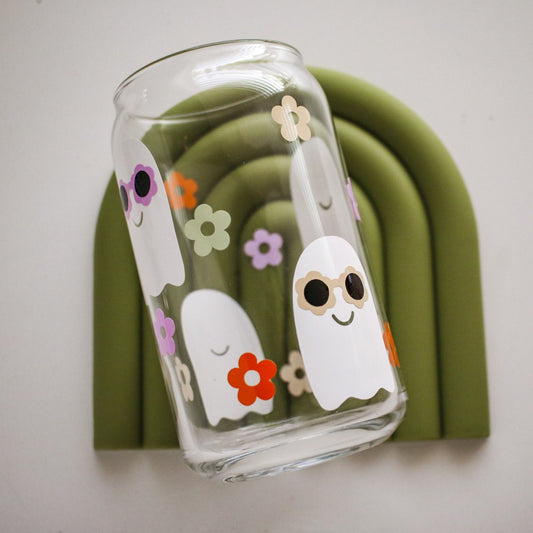 Floral Ghost Glass Cup