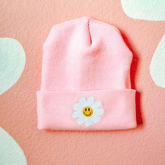 Daisy Embroidery Patch Beanie