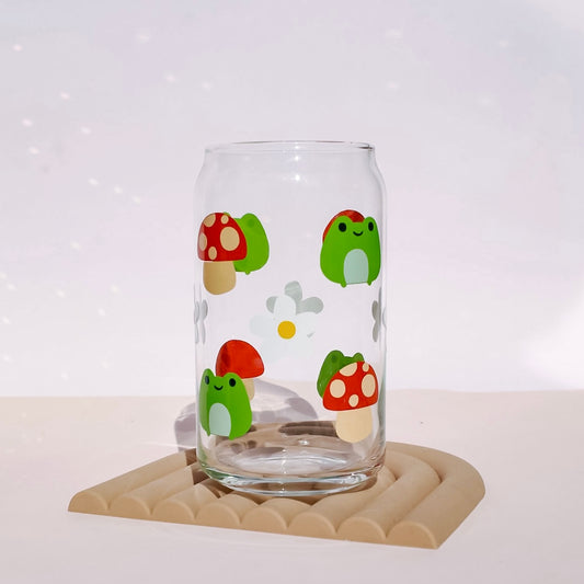 Frog and Mushroom Glass Cup