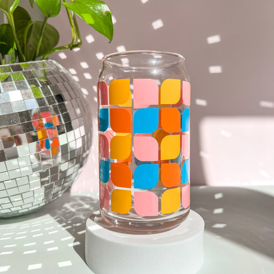 Retro Rounded Square Glass Cup