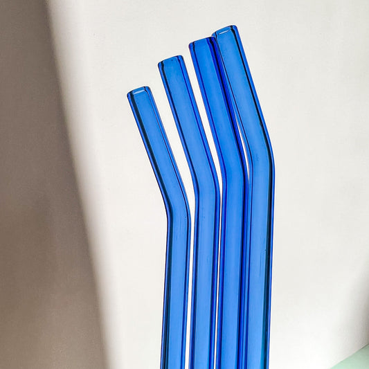 Blue Glass Straw