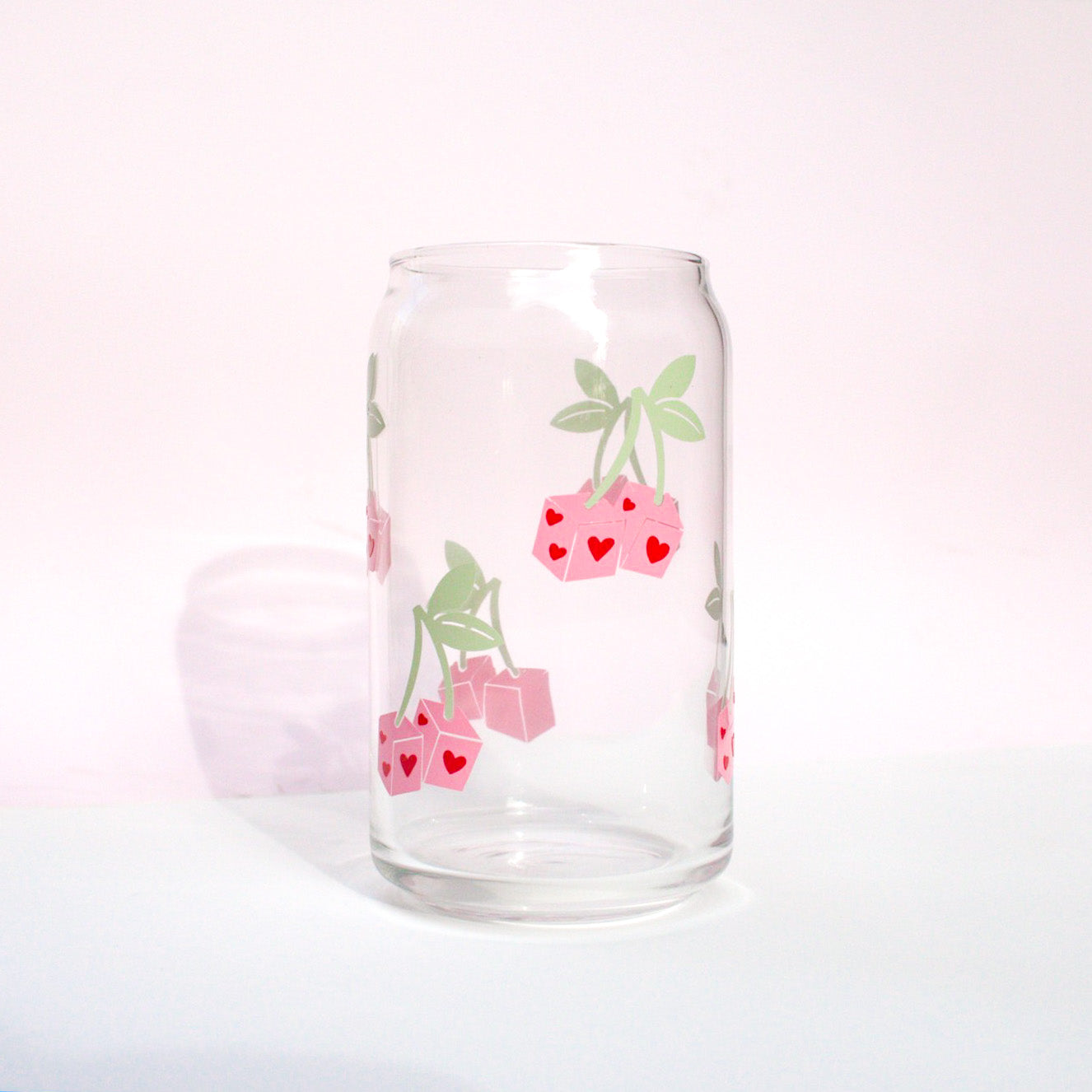 Cherry Hearts Dice Glass Cup