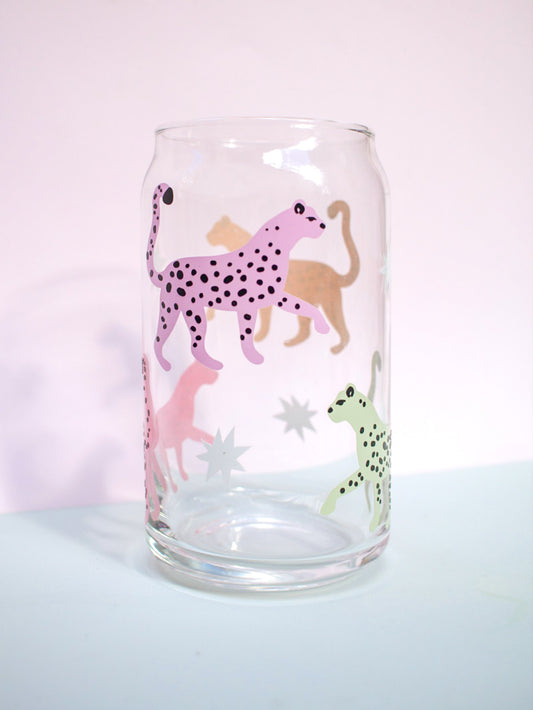 Cheetah Glass Cup