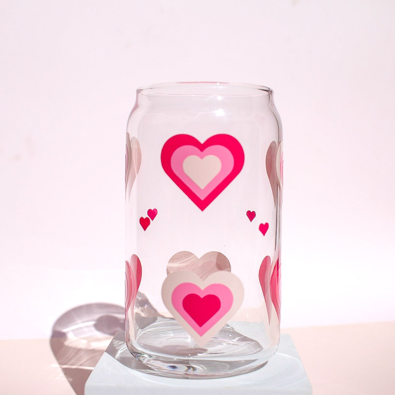 Retro Hearts Glass Cup