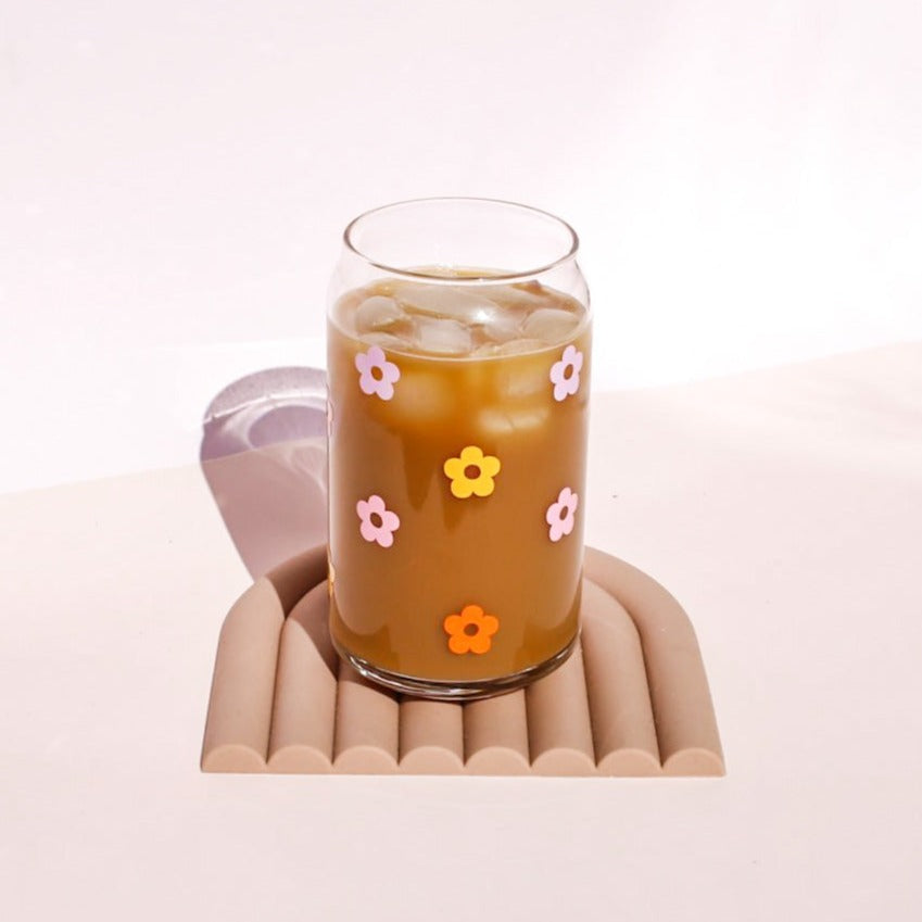 Colorful Multicolor Daisy Glass Cup