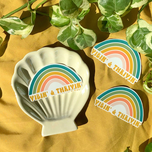 Vibin' and Thrivin' Rainbow Sticker