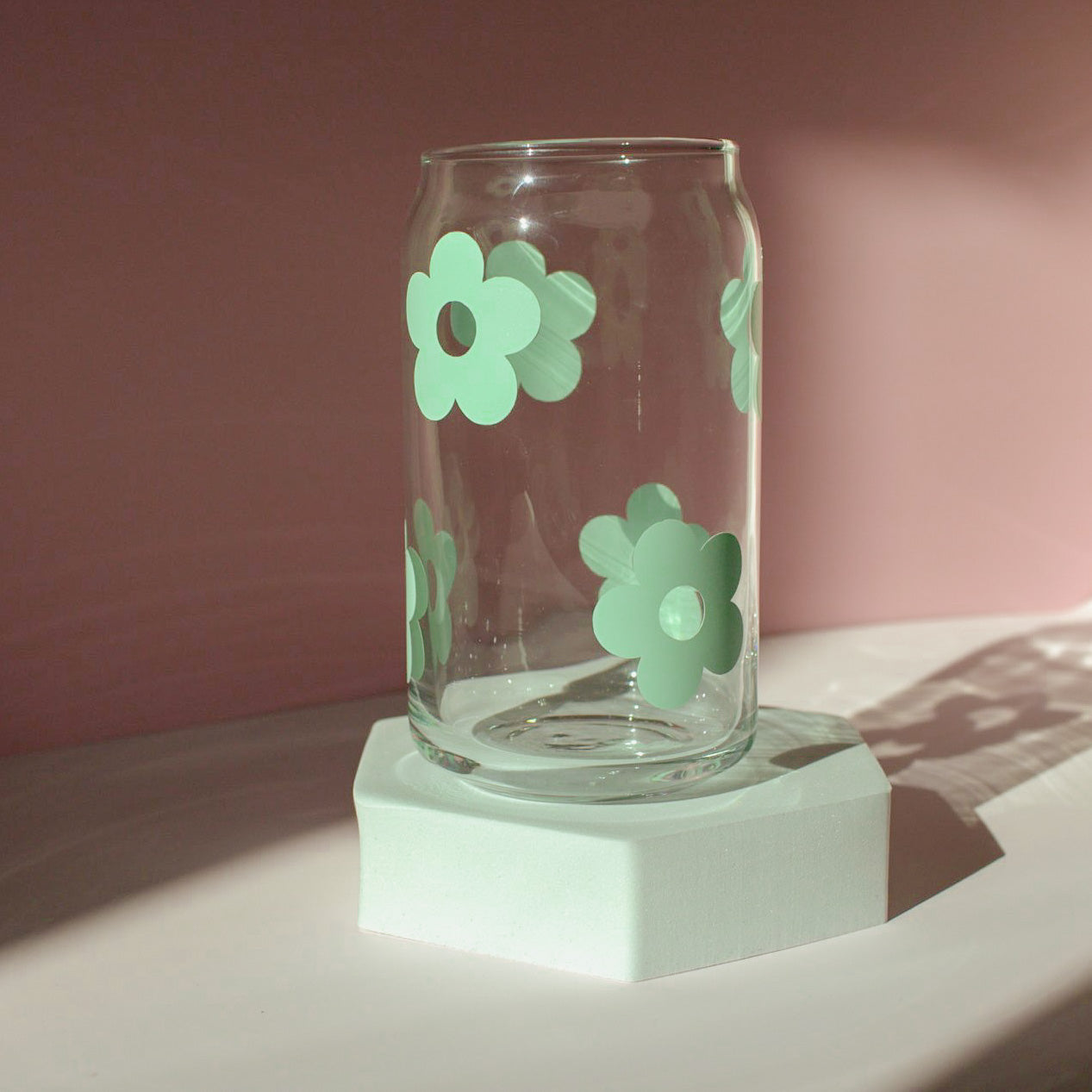 Pastel Daisy Glass Cup - 3 Color Options Available