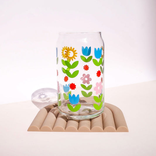 Tulip and Sunflower Glass Cup